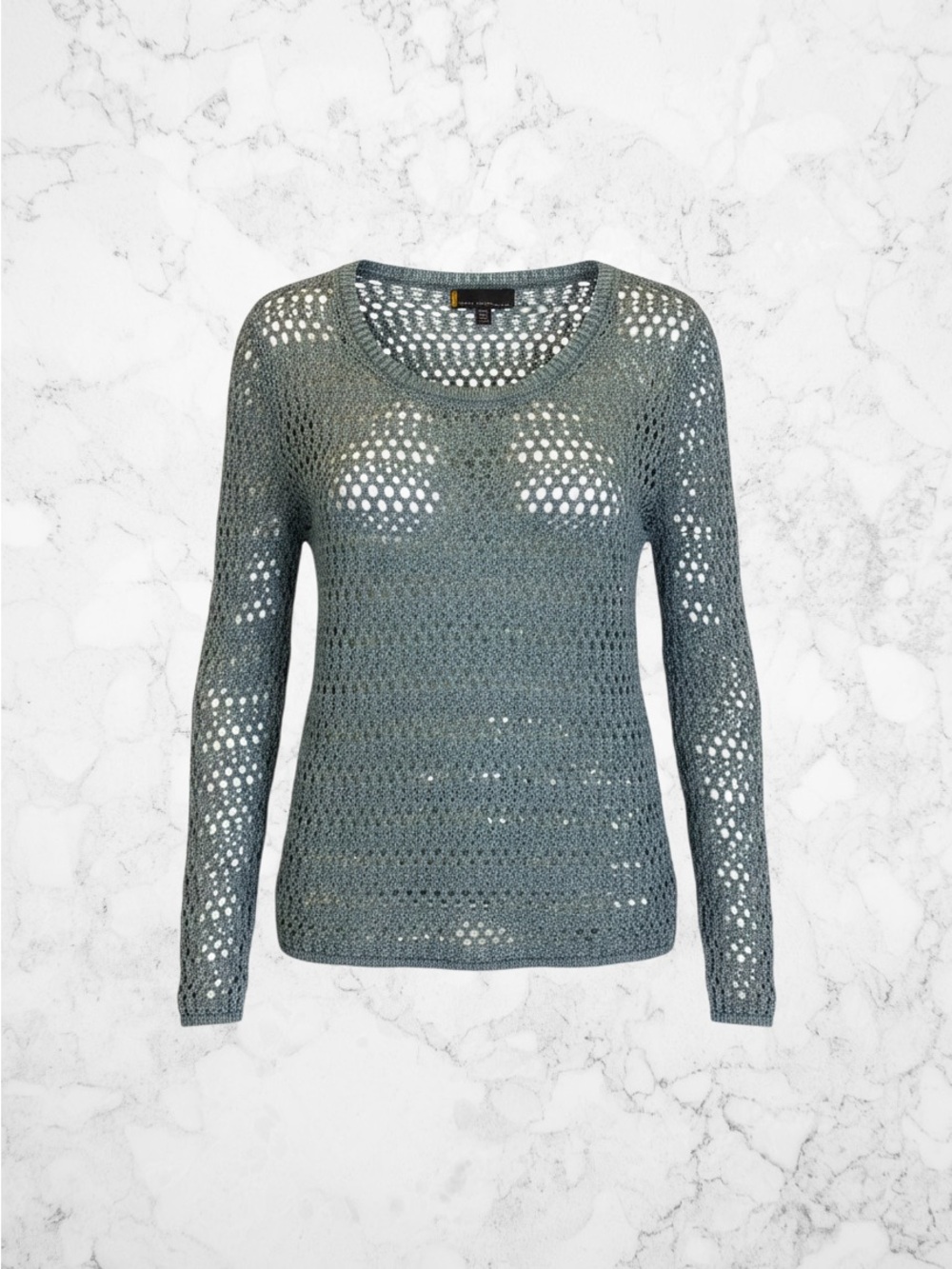 Vintage Y2K Buffalo Light Teal Sparkle Open-Knit Women's Sweater